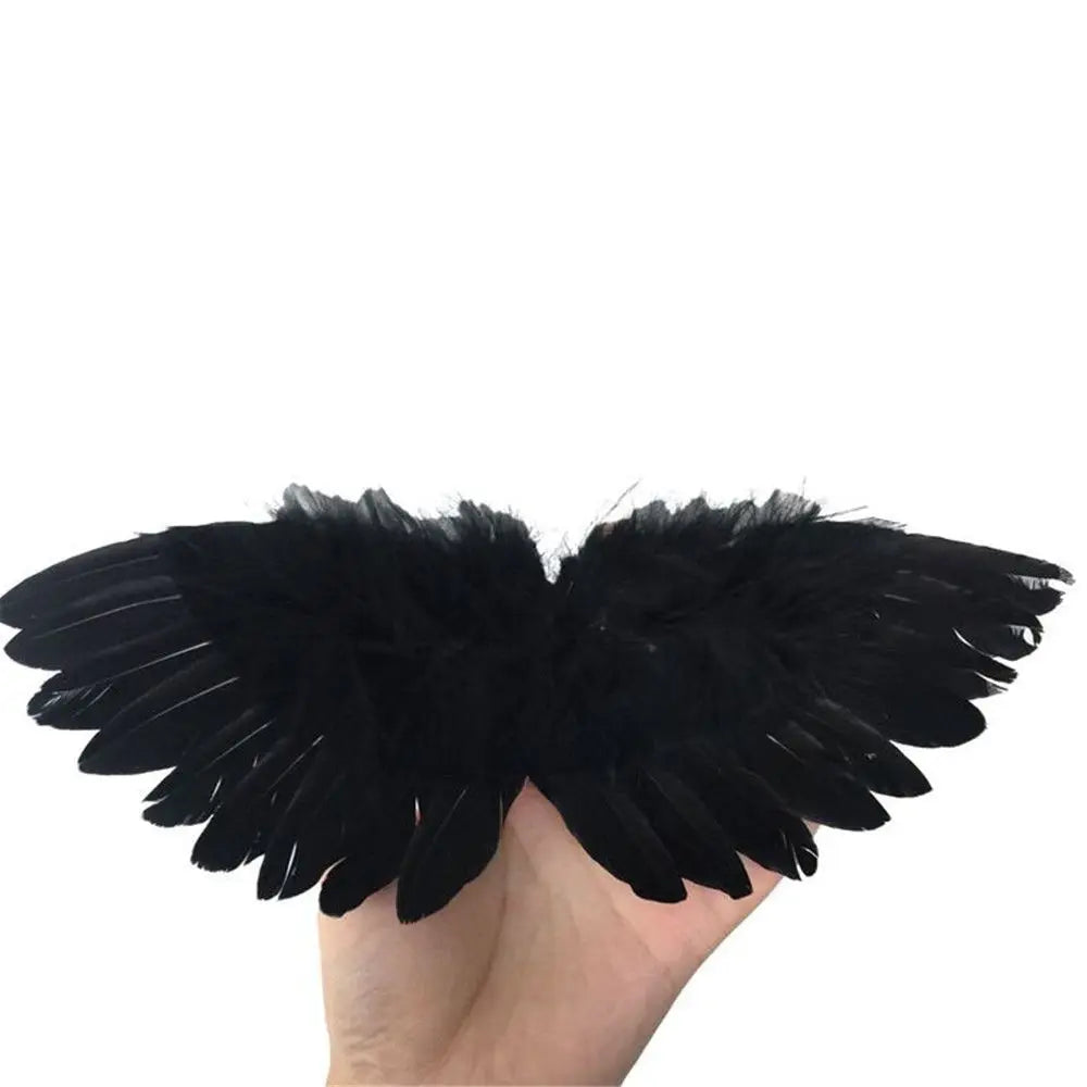 Mini Feather Angel Wings – White & Black Craft Prop for Kids, Newborns, Pets, Dolls, Party & Holiday Decorations