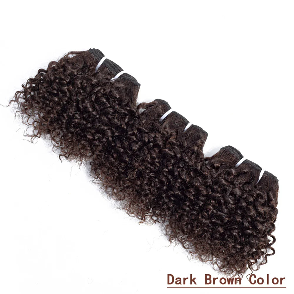 Code Calla Bouncy Curly Hair Bundles – Double Draw 6-inch Short Cut Remy Human Hair Extensions in Natural Black & Brown