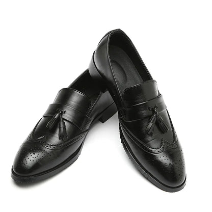Luxury Men's Leather Tassel Loafers - Brogue Wedding & Casual Dress Shoes Size 37-48