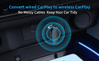 2025 360° Rotatable Wireless CarPlay & Android Auto Adapter — Mini Box, Plug & Play with Fast WiFi Connection
