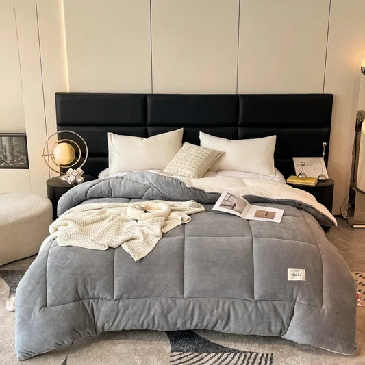 Thick Milk Fleece Winter Blanket – Warm Artificial Lamb Cashmere Weighted Comforter for Bed