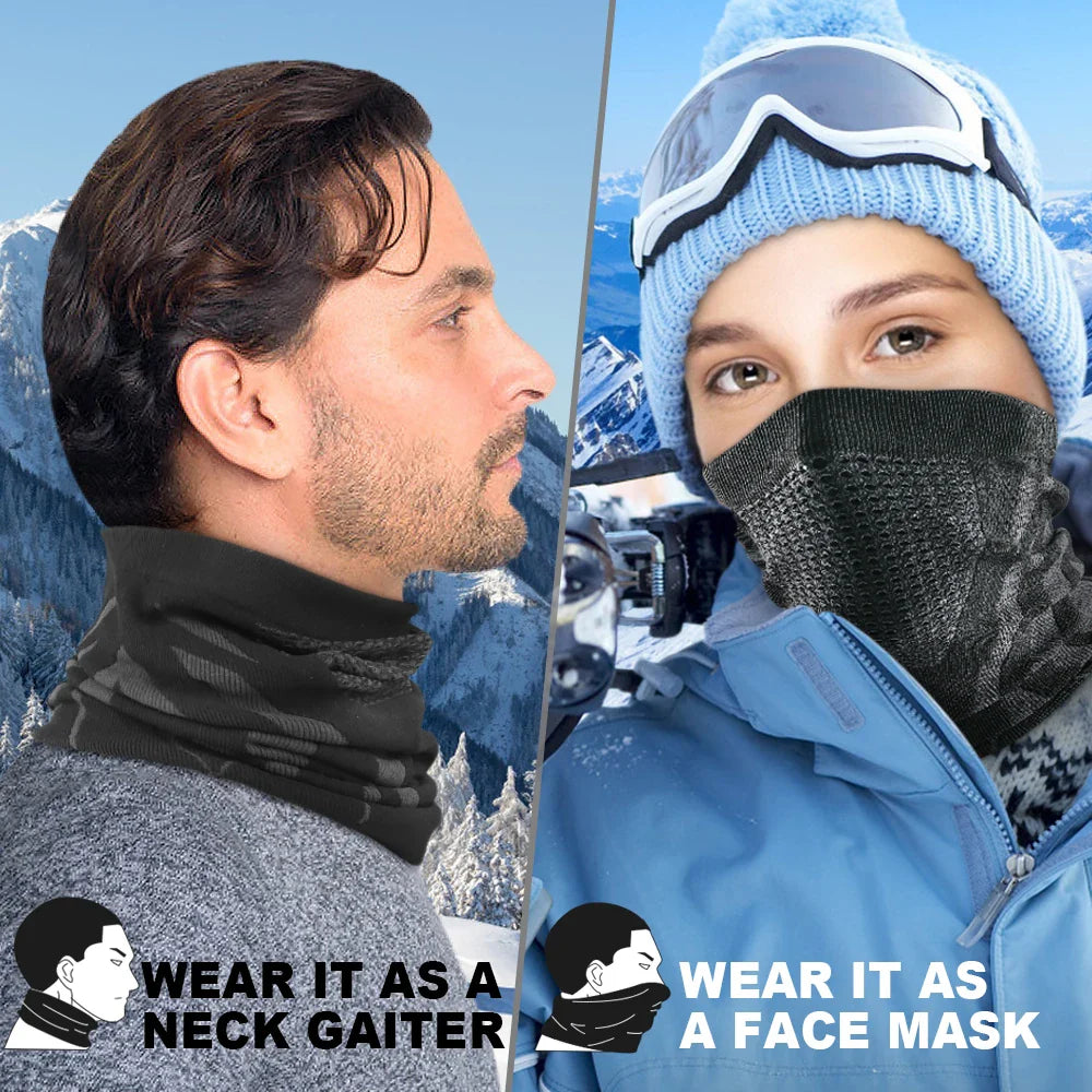 Thermal Face Bandana Mask Neck Warmer Gaiter - Bicycle Cycling Ski Tube Scarf for Hiking - Breathable Print Masks for Women and Men Winter
