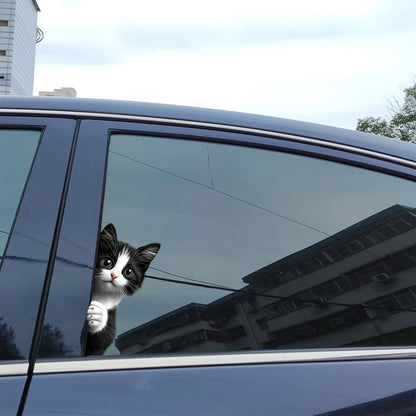 Peeking Cat Car Stickers - Waterproof Cartoon Vinyl Decals for Windows, Motorcycles & Vehicles