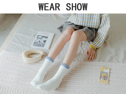 4 Pairs Women's Winter Fuzzy Socks – Thick Thermal Soft & Fluffy Slipper Socks for Home & Sleeping