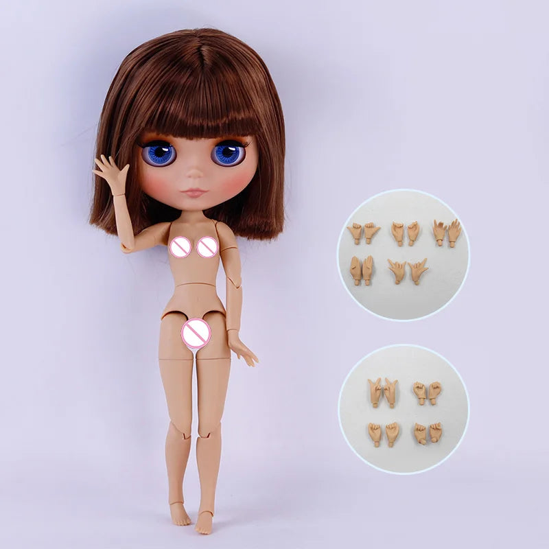 ICY DBS Blythe Doll – Tan Skin Matte Face with Eyebrows, 1/6 BJD Joint Body, Anime Christmas Gift