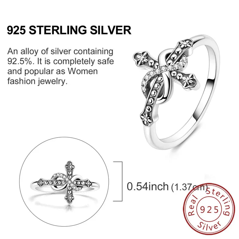 925 Sterling Silver Rings - Bow, Heart, Sun, Moon & Star Zircon Jewelry for Women, Birthday & Anniversary Gift