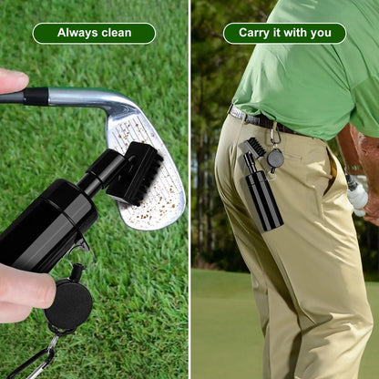 Golf Club Head Cleaning Brush – U/V-Shaped Groove Cleaner with Retractable Buckle