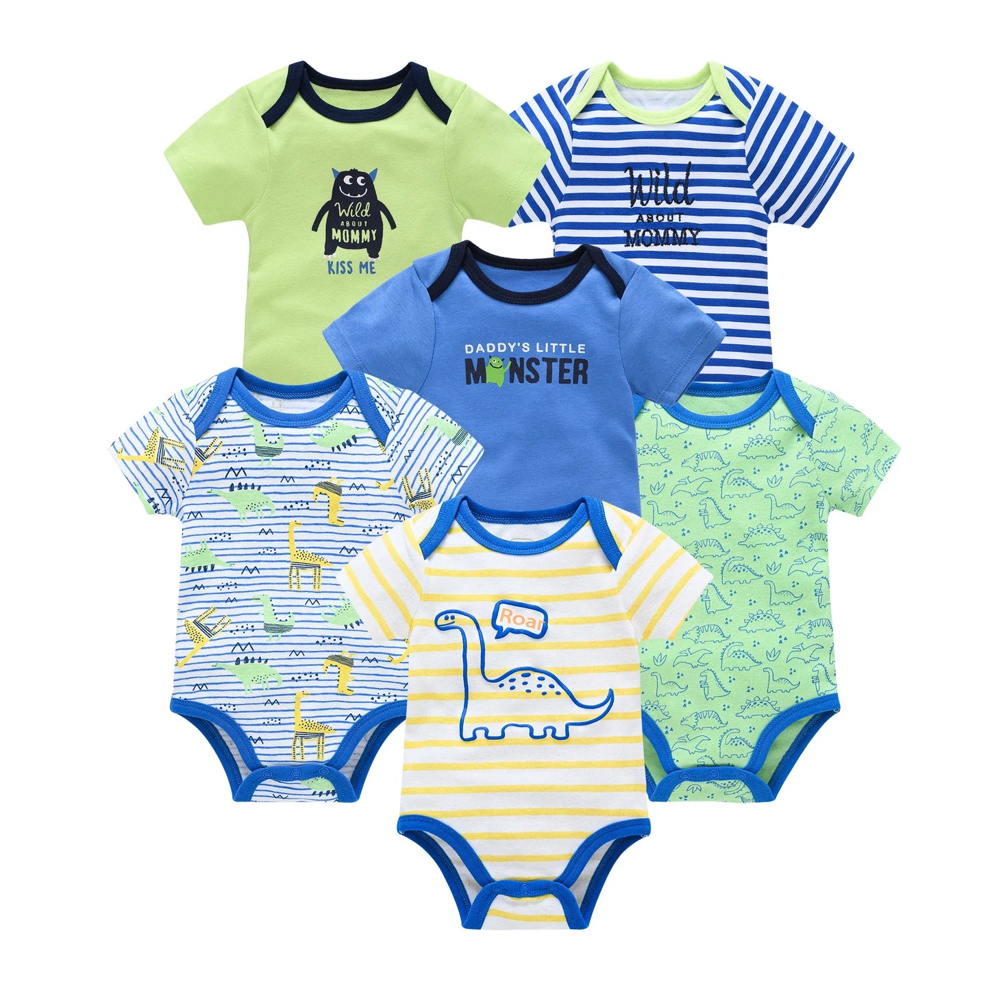 3/6PCS Baby Cotton Bodysuits – Short Sleeve Onesies for Newborns & Toddlers 0-12 Months, Boys & Girls