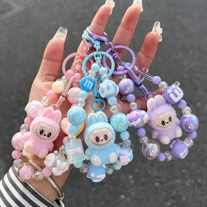 Labubu Keychain — Creative Resin Bead Cartoon Pendant for Backpack, DIY Couple & Kids Gifts