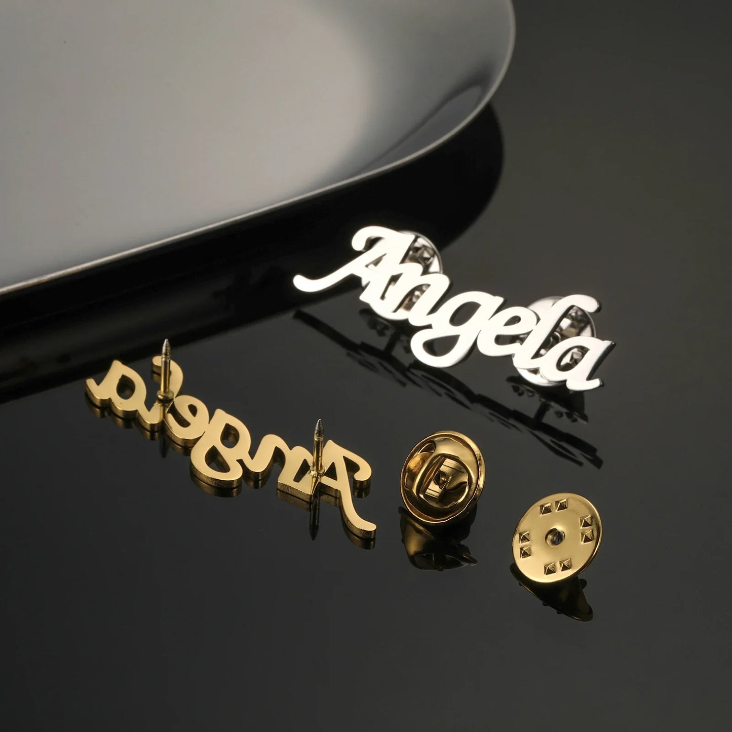 Sipuris Custom Name Brooch - Stainless Steel Trendy Pins for Women & Men, Nameplate Jewelry, Valentine's Day Gift