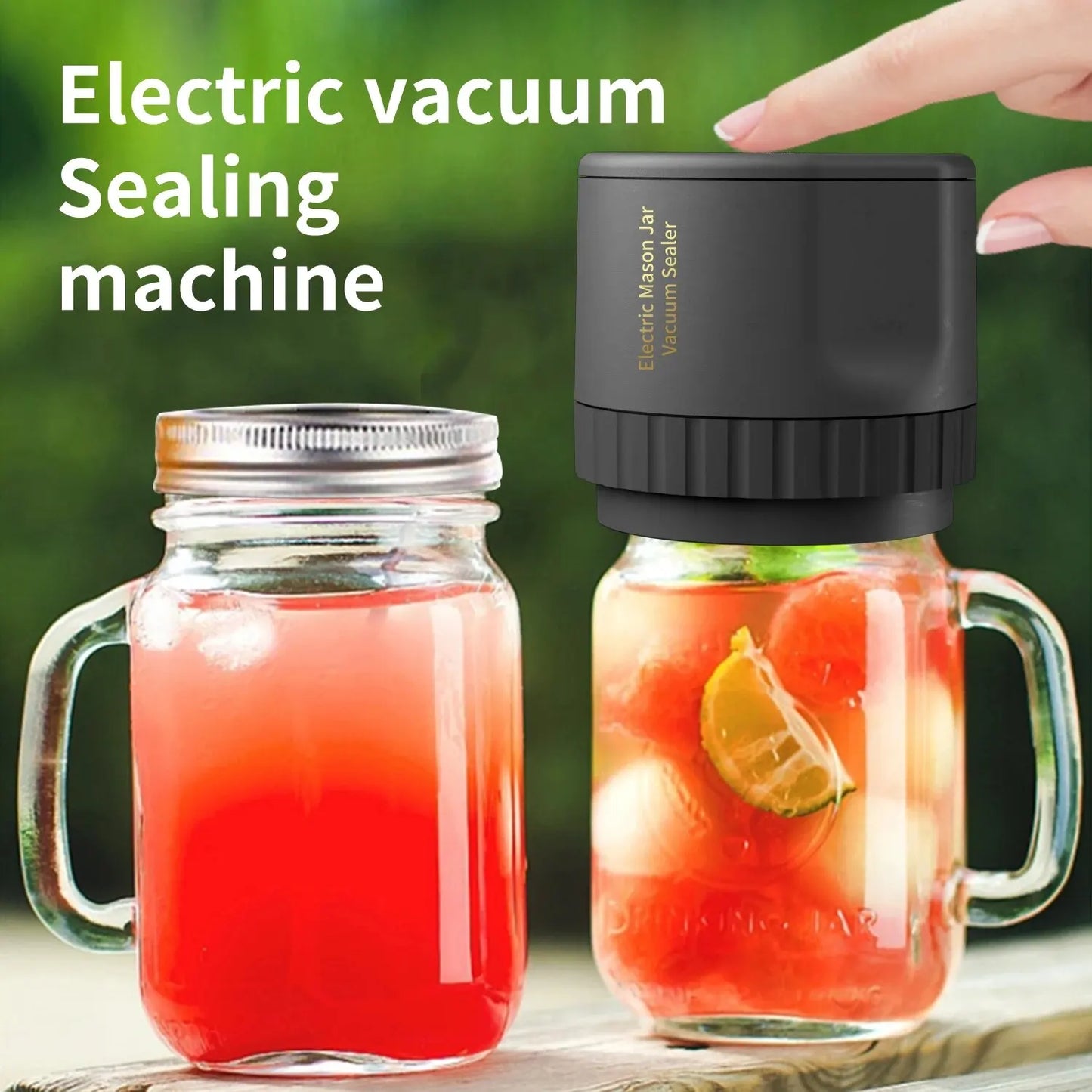 Electric Mason Jar Vacuum Sealer Kit - Cordless Sealer for Wide-Mouth and Regular-Mouth Mason Jars - Ideal for Food Storage