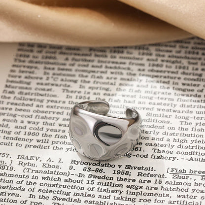 Vintage Stainless Steel Chunky Ring – Punk Irregular Adjustable Open Ring for Women, Wedding Jewelry Gift