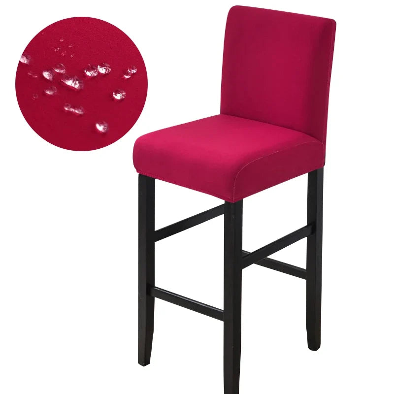 Waterproof Bar Stool Covers - Stretch Short Back Chair Protector Covers for Kitchen Dining Room Cafe Counter Height Seats