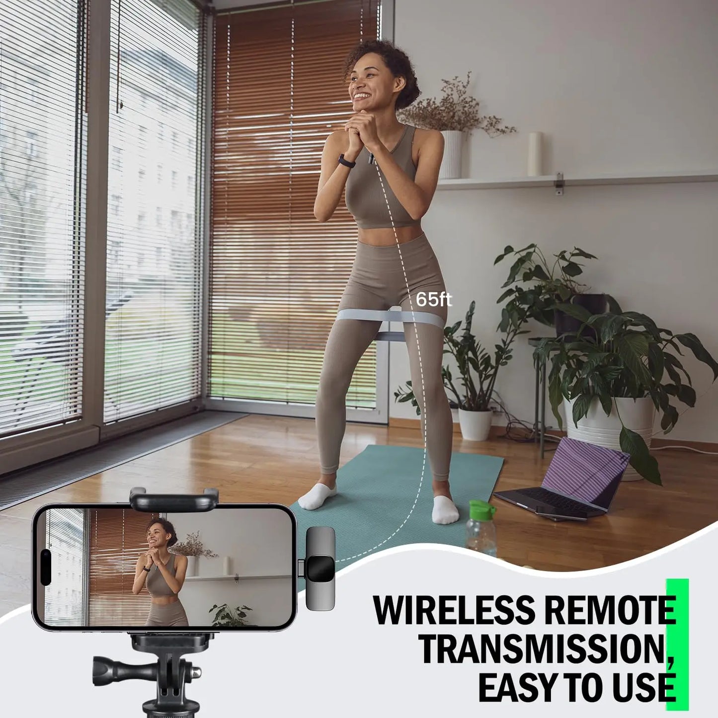 Basix Wireless Lavalier Microphone – Mini Windproof Audio Recorder with Replaceable Wool for iPhone 16, Vlog & YouTube Shooting