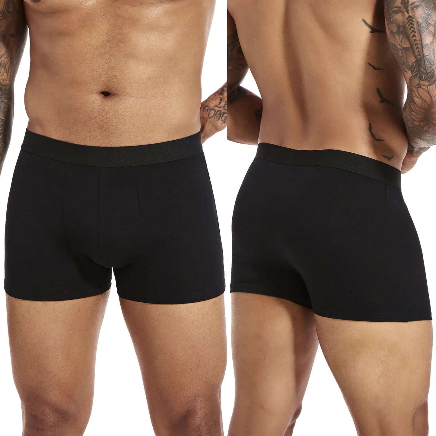 6-Pack Men’s Black Boxer Shorts – Soft Breathable Cotton Underwear Set, Comfortable Everyday Male Boxers Briefs 2024 Style