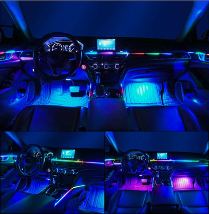 6/10/14/18-in-1 LED Car Ambient Lights – RGB 213 64-Color Acrylic Strips, Rainbow Symphony Streamer Interior Atmosphere Lamp Kit