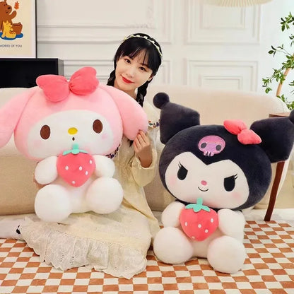 22/35cm Sanrio Strawberry Kuromi Pillow Plush Toy – Soft Stuffed Animal & Strawberry Melody Doll, Gift for Girls