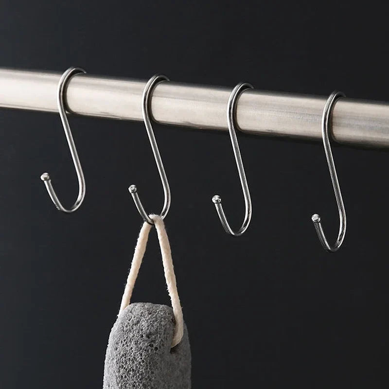 Stainless Steel Sharp Tip S Hooks – Hanging Utensil, Meat, and Clothes Hangers for Kitchen & Butcher Shop