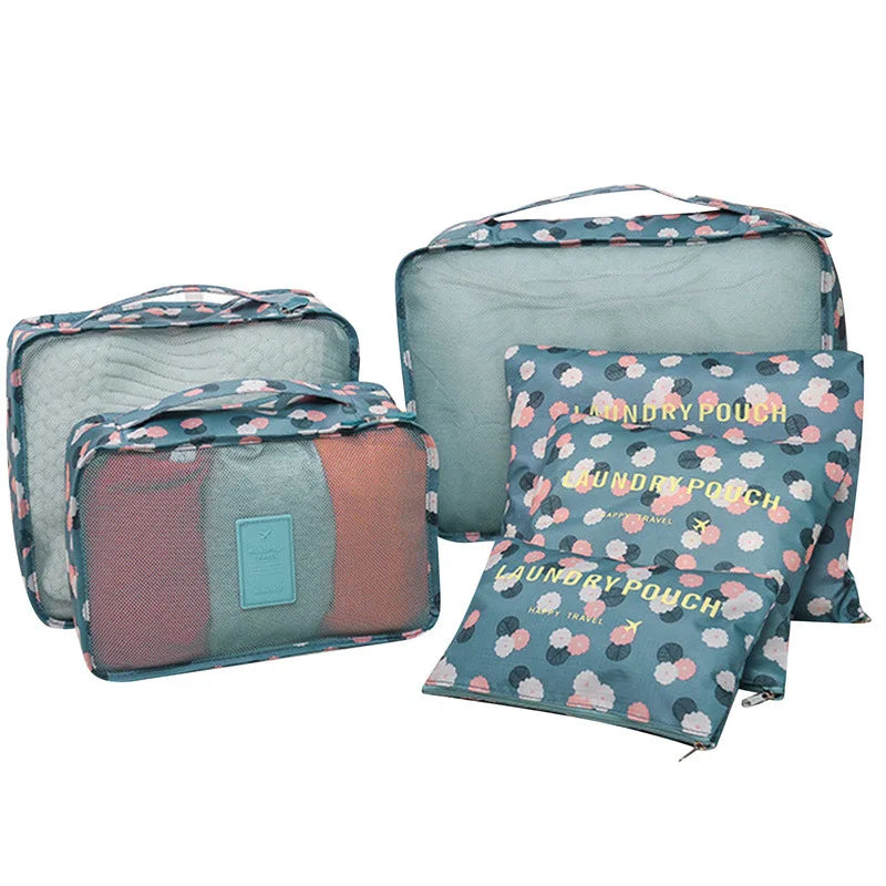 6PCS Travel Storage Bag Set – Clothes Organizer, Wardrobe Pouches & Packing Cubes for Suitcases