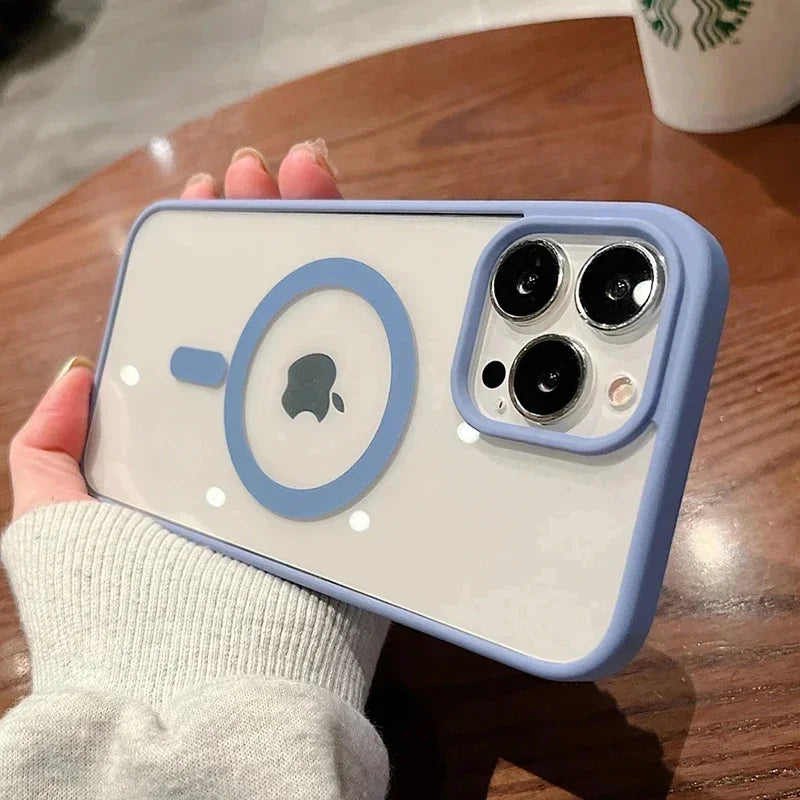 Acrylic Magnetic Clear iPhone Case – Hard Back Cover with MagSafe Wireless Charging, Pink, Fits iPhone 11-16 Pro Max & Plus