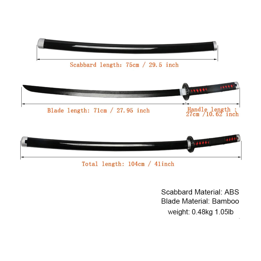 41" Demon Slayer Tanjiro Katana Sword – Samurai Cosplay Prop with Belt & Holder for Halloween Decoration