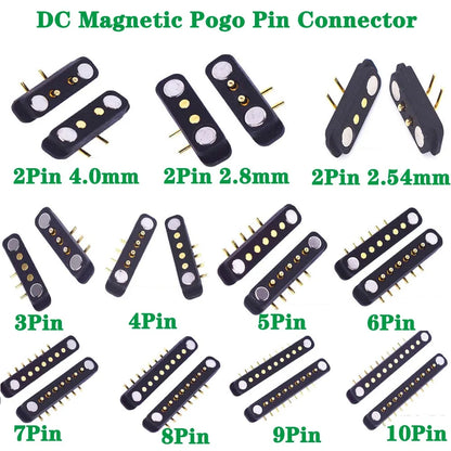 Magnetic Pogo Pin Connector - 2-10 Pin Spring Loaded Male Female DC Power Socket with 2.54/4.0/2.8mm Pitch