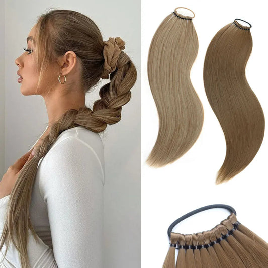 AZQUEEN 24-Inch Long Straight Ponytail Extension – Synthetic Fake Hairpiece for Women