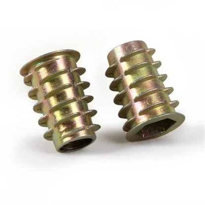 10-50Pcs M4 M5 M6 M8 Zinc Alloy Wood Insert Nuts Flanged Hex Drive Furniture Nuts, Length 8-25mm