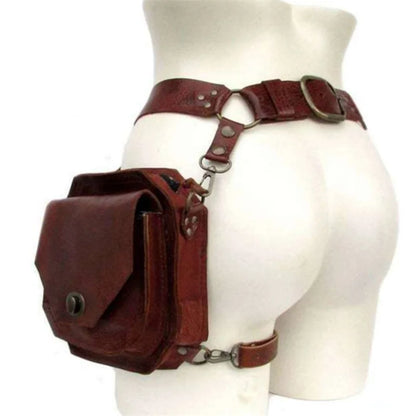 Punk Retro PU Waist Bag – Small Square Casual Crossbody Hip Pack for Women, Multi-Function Outdoor Leg Phone Pouch