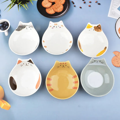 Cartoon Cat Face Ceramic Bowl — Cat-Shaped Salad, Dessert, and Rice Bowl for Kids, Home Kitchen Tableware