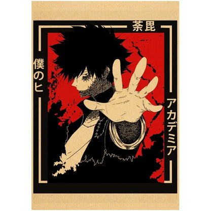 Vintage My Hero Academia Anime Poster – Retro Kraft Style Wall Art for Home Decor, Cartoon Painting & Room Decoration Sticker