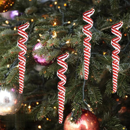 4PCS Christmas Candy Stick Decorations – Hanging Plastic Lollipops for Tree Ornaments & Holiday Decor