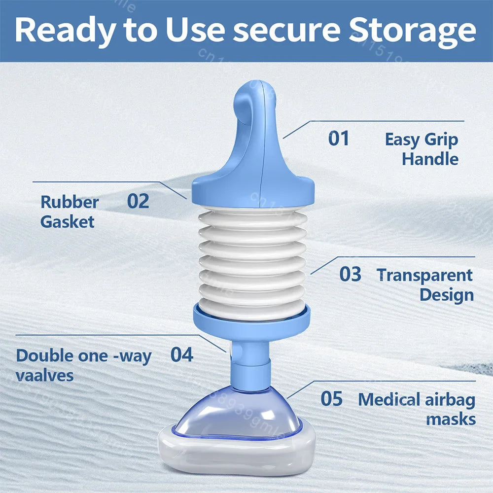 First Aid Anti-Choking Rescue Device – Automatic Airway Assist with 3 Mask Sizes for Adults & Kids, Emergency Kit