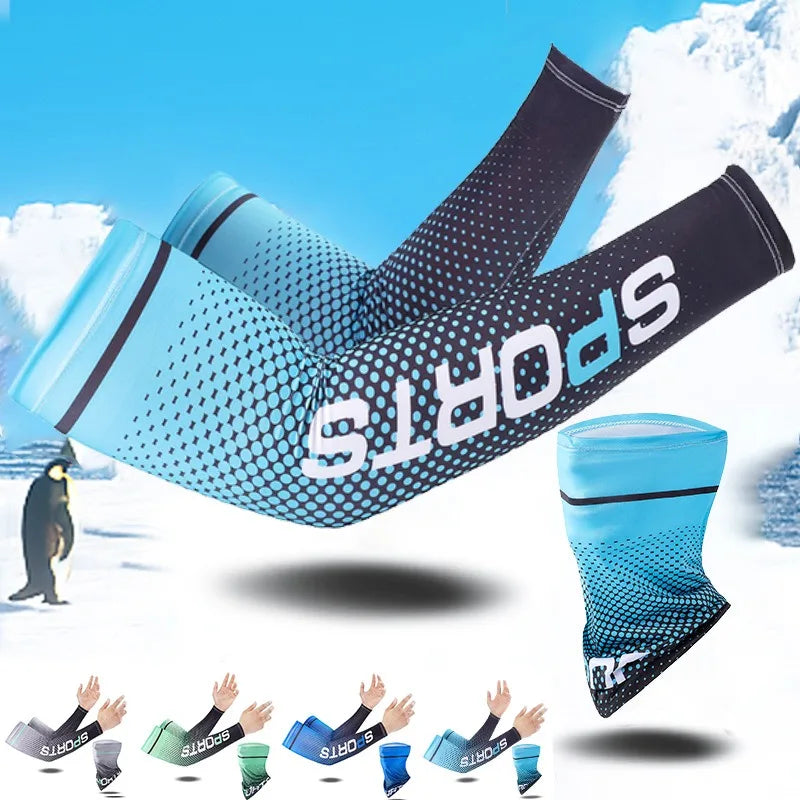 UV Protection Cooling Arm Sleeves - Ice Silk Sunscreen Gloves for Cycling & Outdoor Sports