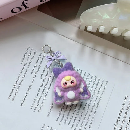 Plush Baby Keychain Bowknot Bag Pendant Hanging Charm for Phone Car Backpack Labobu Gift