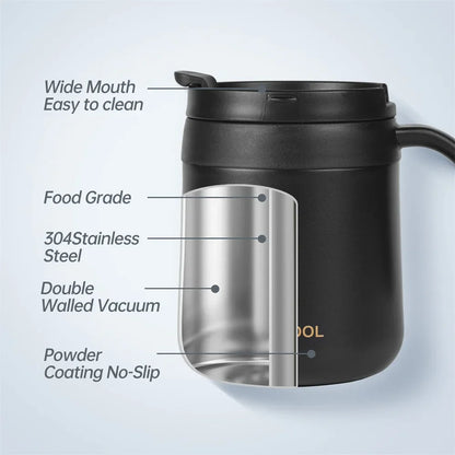 350/500ml Stainless Steel Insulated Coffee Mug with Handle - Tumbler and Thermos for Coffee and Tea