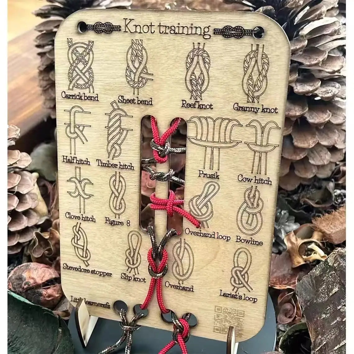 Knot Tying Practice Kit — Training Board with Rope for Learning Knots, Outdoor & Adult Skill Set