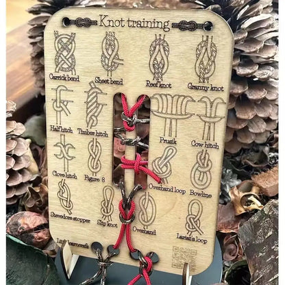 Knot Tying Practice Kit — Training Board with Rope for Learning Knots, Outdoor & Adult Skill Set
