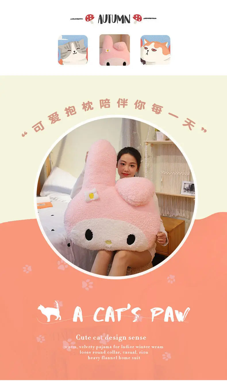 Sanrio My Melody & Kuromi Plush Dolls – Cute Soft Stuffed Animal Pillow, Cartoon Plush Toy for Girls’ Birthday & Christmas Gifts