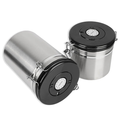 Stainless Steel Coffee Storage Canister — Airtight Lid with CO2 Valve, Premium Container to Preserve Freshness of Coffee Beans