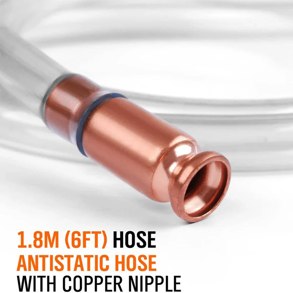 Self Suction Oil Pump with Copper Filler Pipe - Manual Siphon Connector for Gasoline, Fuel, Water, and Oil