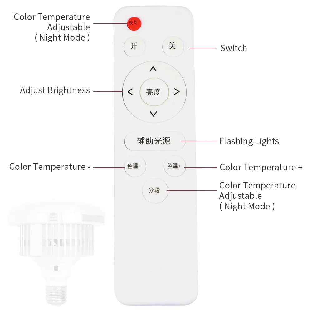 85W E27 LED Photographic Lighting Bulb – Dimmable Daylight Lamp with Remote Control for Photo Studio Softbox