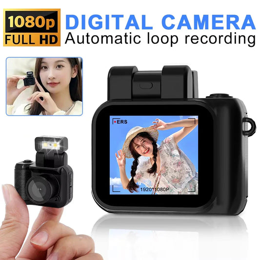 Y4000 Mini HD 1080P Camera with Screen – Portable Retro Compact Video Recorder with Flash and Battery Dock