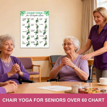 30-Day Chair Yoga Workout Chart Set – 2-Piece Guide for Seniors & Beginners, Improve Mobility, Balance & Flexibility
