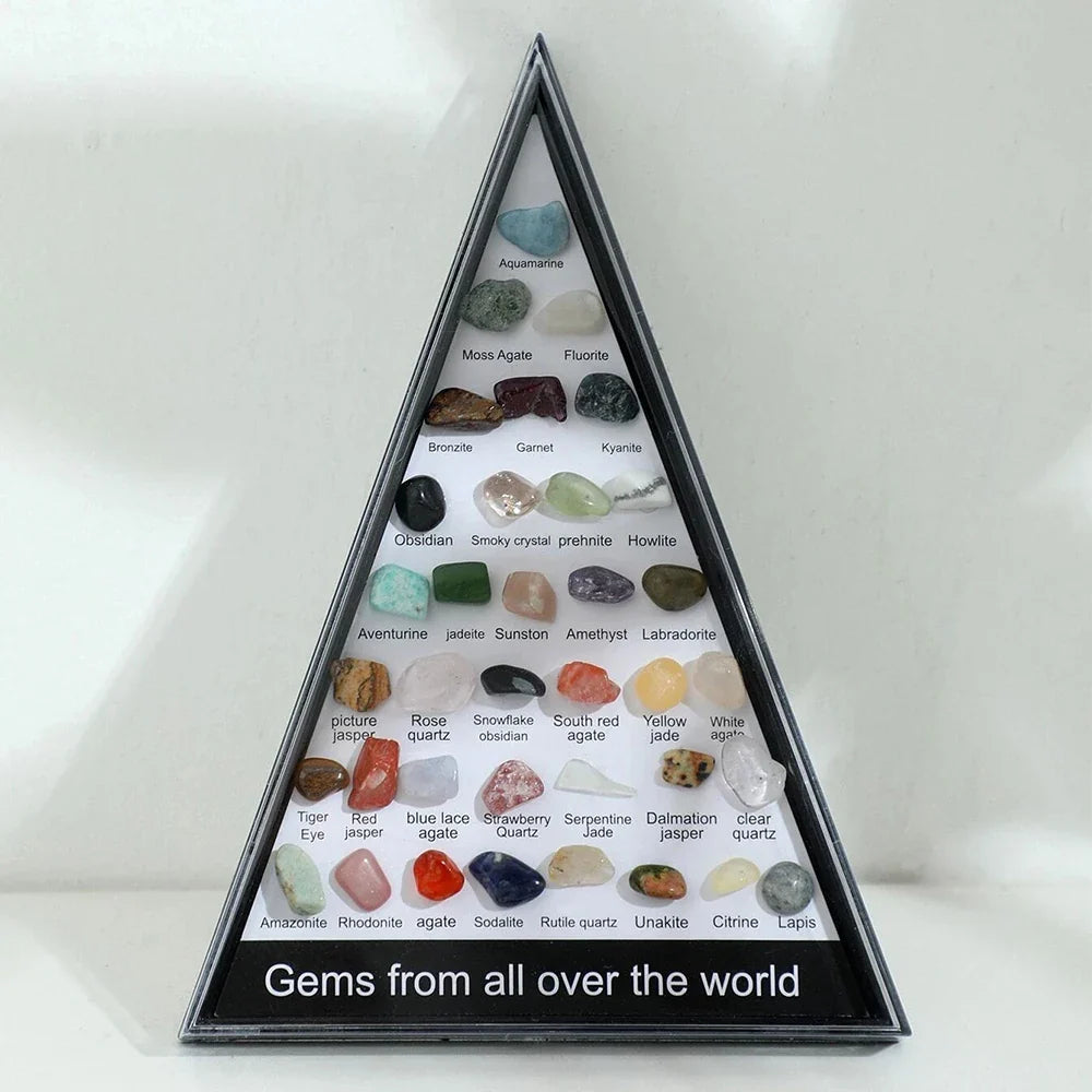 36-Piece Hexagonal Gemstone Set – Crystal Healing Stones for Meditation, Energy Balance & Bedroom Decor