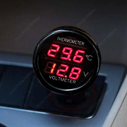 3-in-1 Car Charger & Voltmeter – 12/24V USB Charger with Thermometer, LED Digital Display & Current/Volt Detector