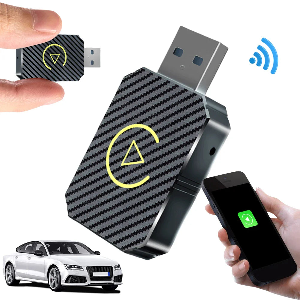 Wireless CarPlay & Android Auto Adapter — 2-in-1 Smart Mini Car AI Box with BT Wireless USB Dongle for OEM