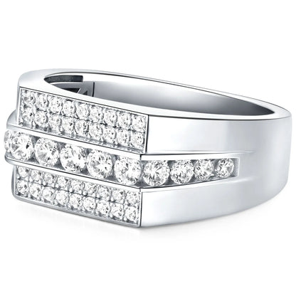 Newshe Full Moissanite Wedding Band for Men – 925 Sterling Silver Pave Engagement & Eternity Promise Ring