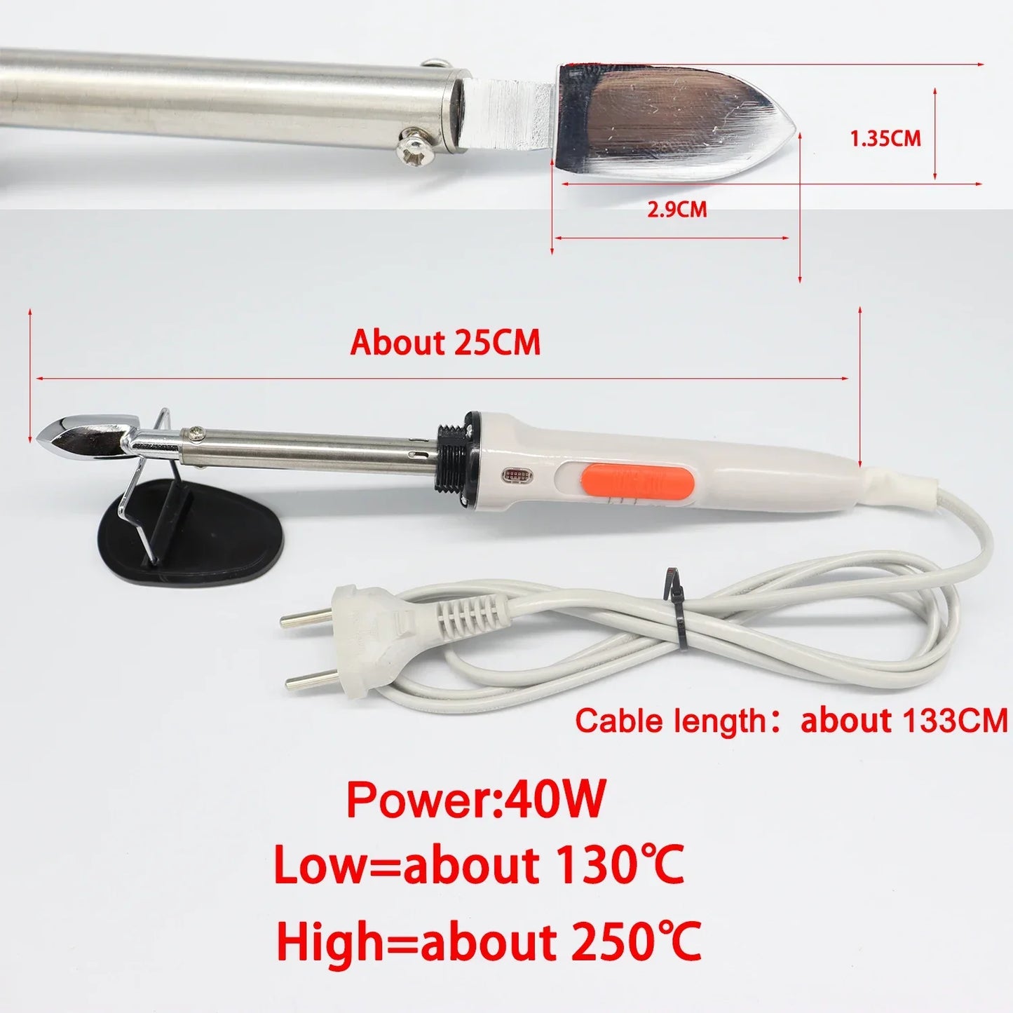 40W Mini Electric Soldering Iron — Adjustable 130/250°C Quick-Heating Tool for Household, Leather, Clothing & Wrinkle Removal
