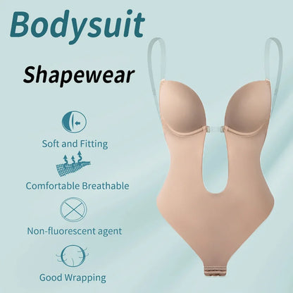 Women’s Full Body Shaper Bodysuit – Backless Thong, Invisible Tummy Control Shapewear for Slimming & Contour